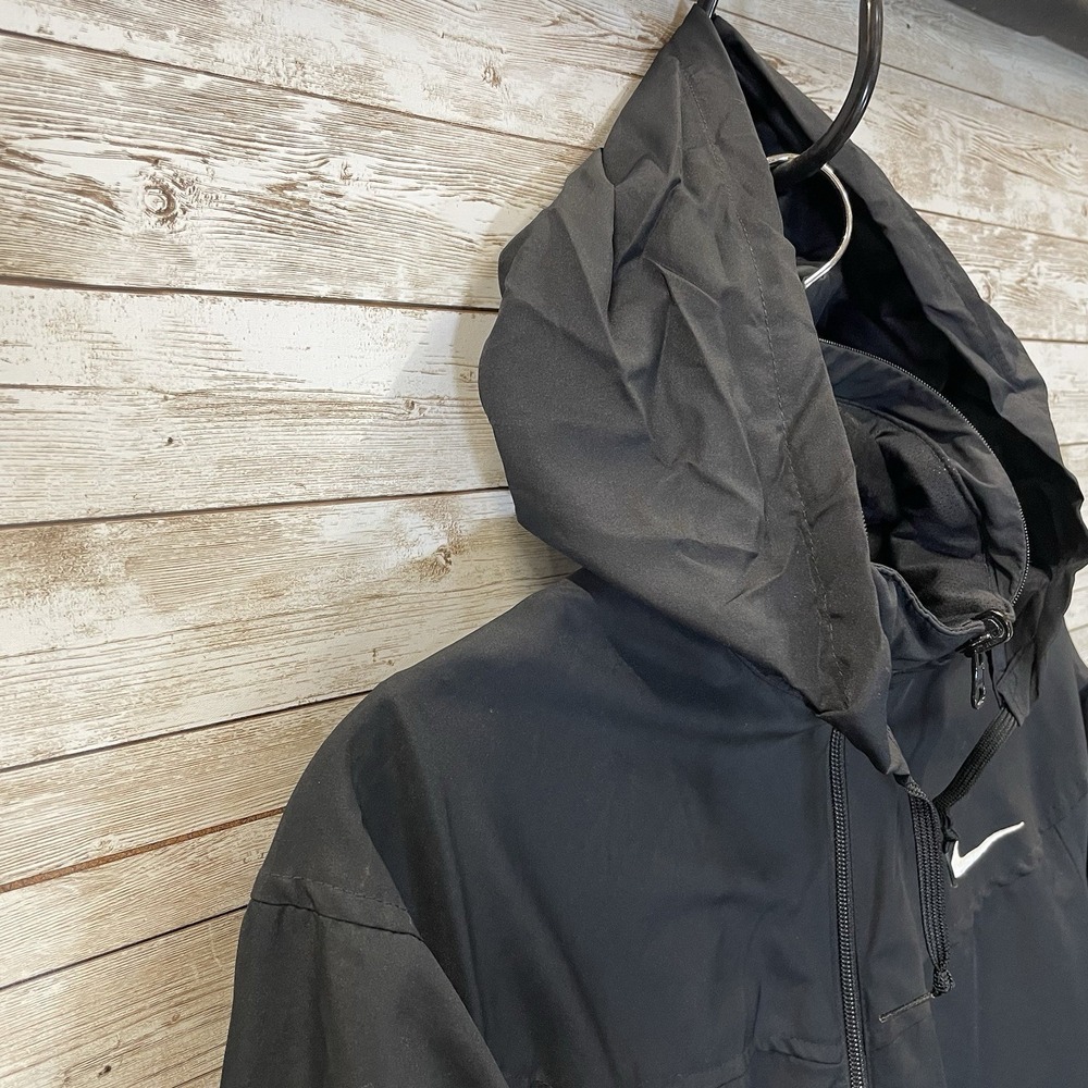 Nike Womens M Jacket Reversible Black Fit Dry Hidden Hood Running Cycling Logo - Picture 11 of 16